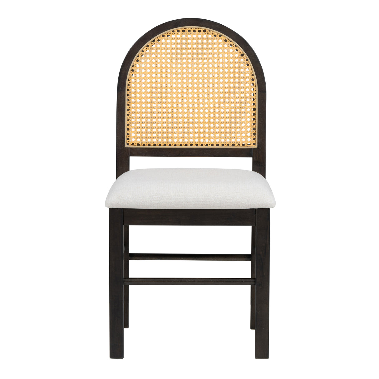 TREXM 5-piece retro functional cutlery set with 1 expandable dining table and 4 cushioned chairs with rattan backrests (espresso - V.I.P Digital Presence