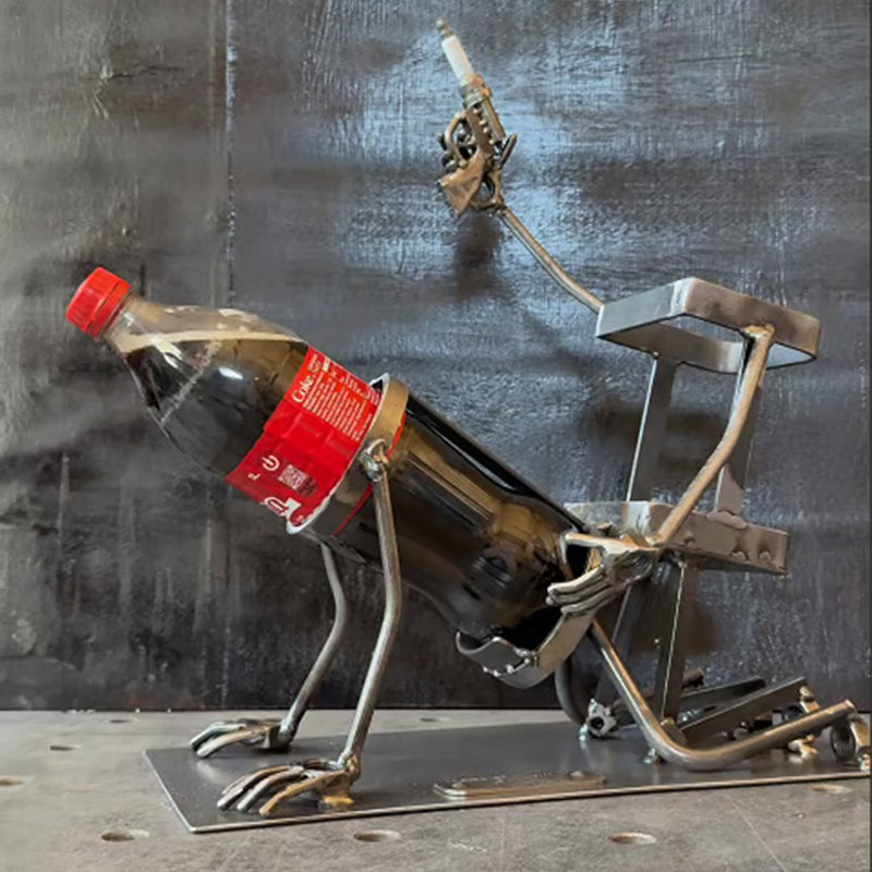 Skull 2-in-1 Bottle Stand: Holds Coke & Wine, Metal Skeleton Holder – Fun Bar Decor - V.I.P Digital Presence