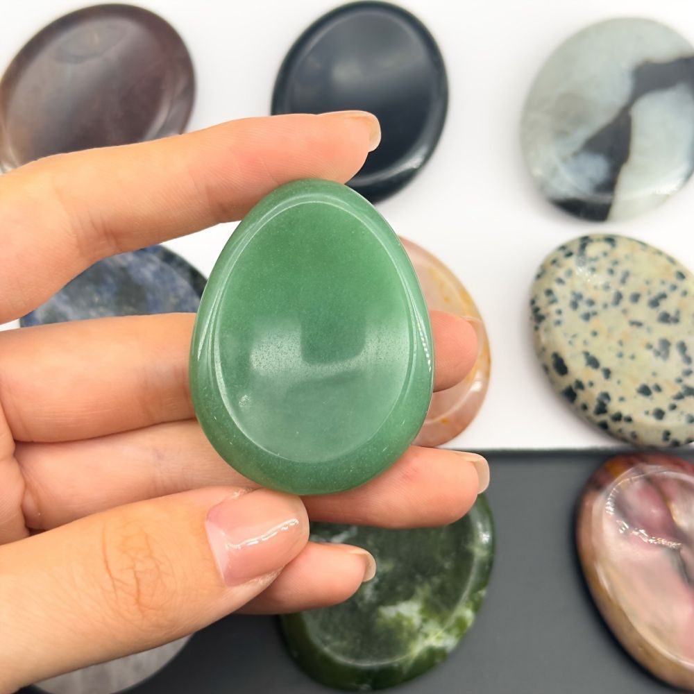 Thumb Worry Stones Oval Massage Quartz Healing Crystal Chakra Energy Therapy Meditation Spiritual Natural Gemstone Decor - V.I.P Digital Presence