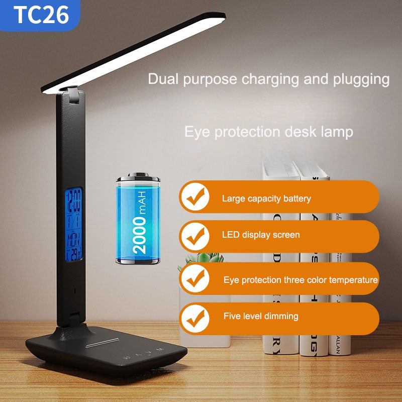 Folding alarm clock, time display, learning, reading, business, office, adjustable light, eye protection desk lamp - V.I.P Digital Presence