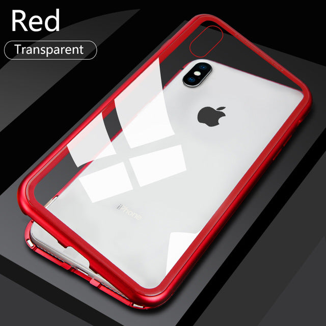 Double sided Magnetic Case for iPhone X Clear Tempered Glass Magnet Adsorption Case - V.I.P Digital Presence