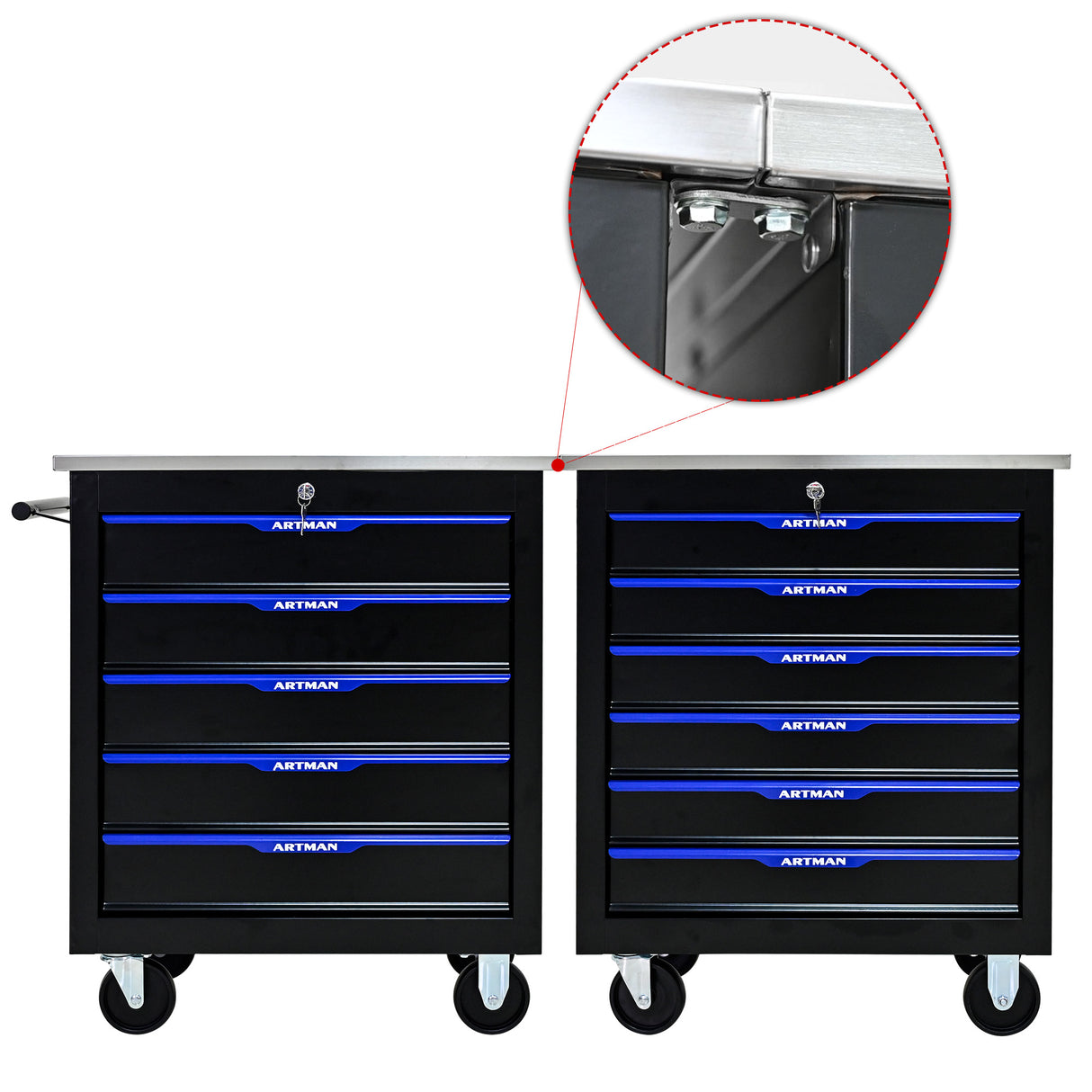 5 DRAWERS MULTIFUNCTIONAL TOOL CART WITH WHEELS-BLACK+BLUE - V.I.P Digital Presence