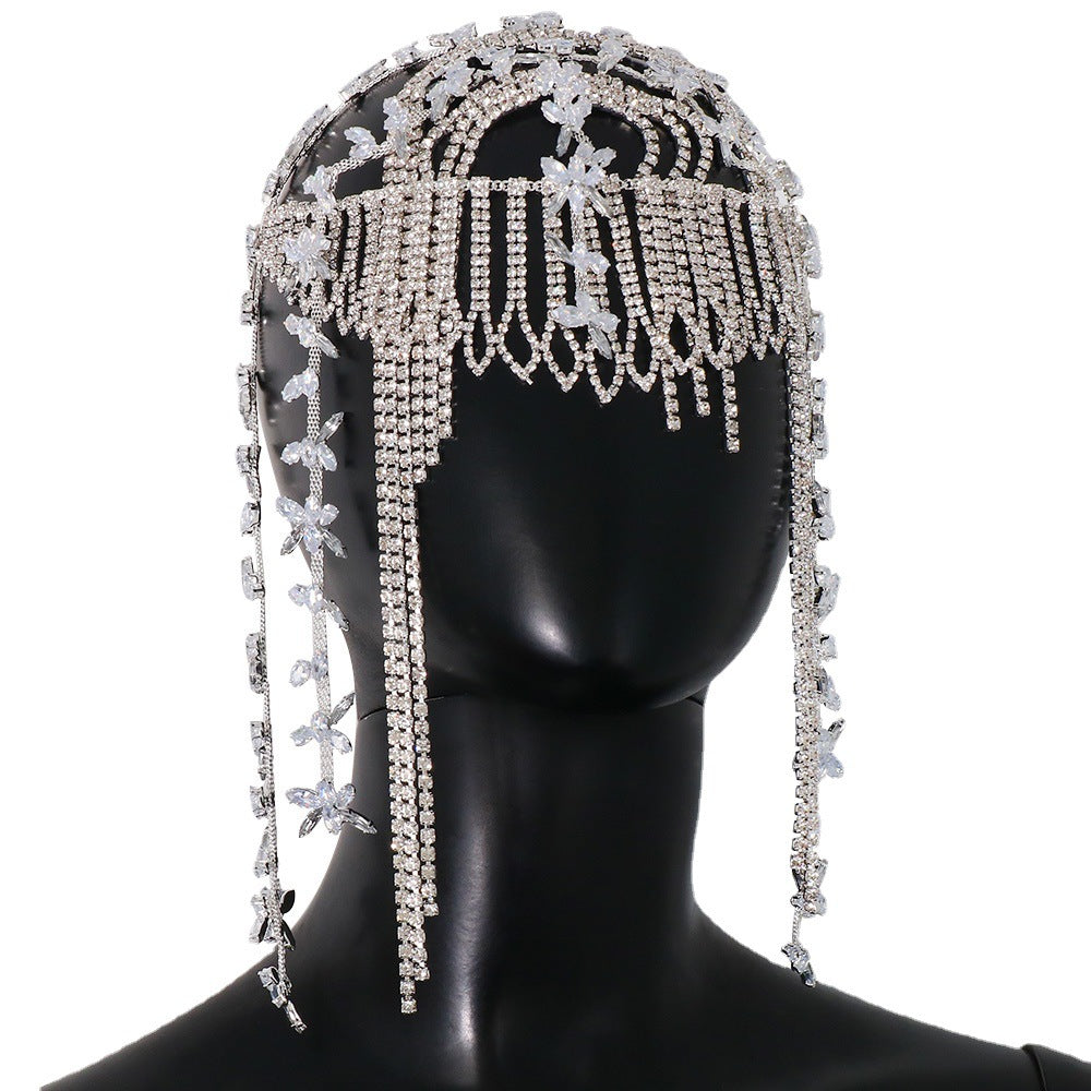 Fashionable Leaf Water Diamond Tassel Headwear, Personalized and Versatile Water Diamond Hair Chain, Women's Headdress - V.I.P Digital Presence