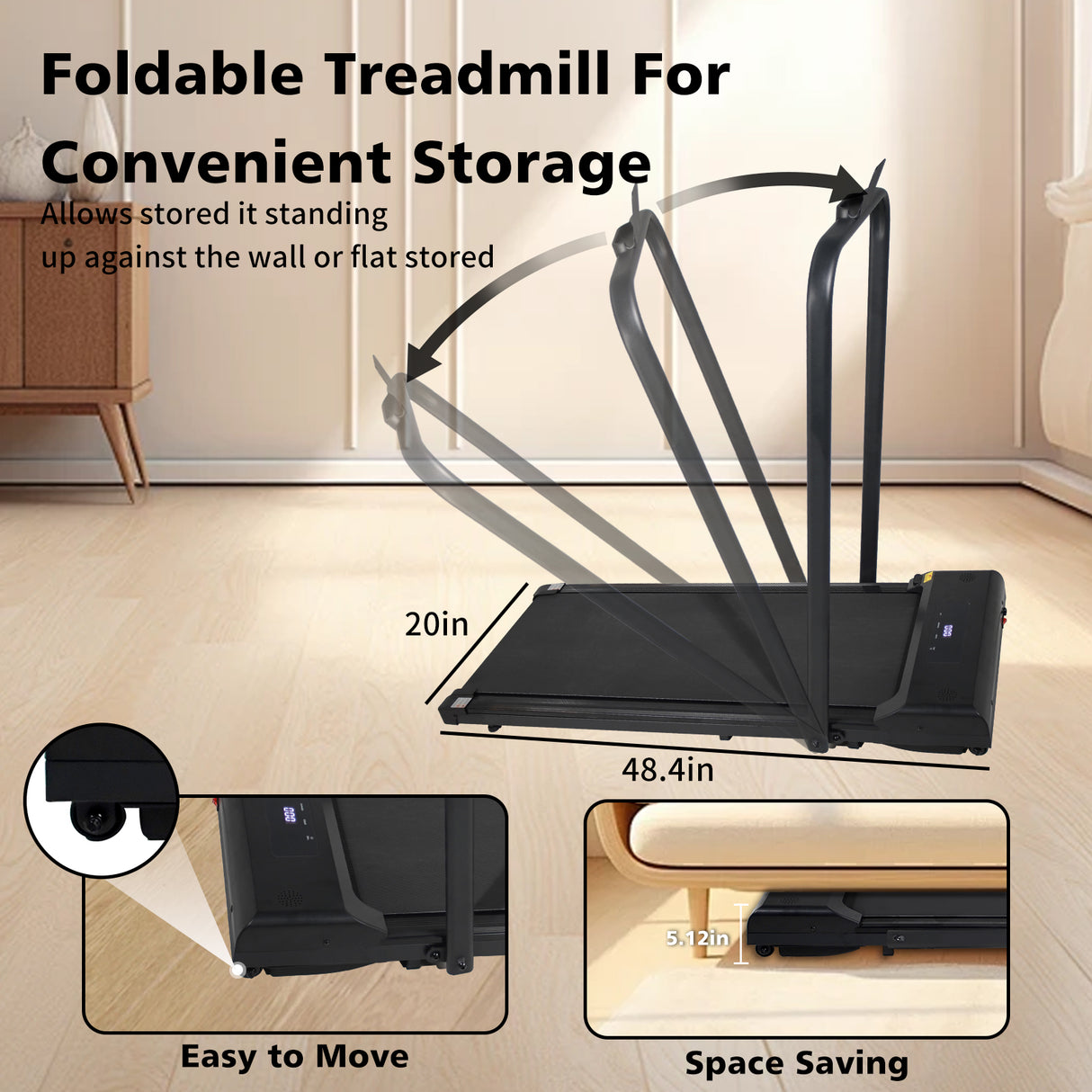 Walking Pad Treadmill Under Desk 2 in 1 Folding Portable Treadmill for Home Office Walking Jogging Machine 240 lb Capacity Black - V.I.P Digital Presence