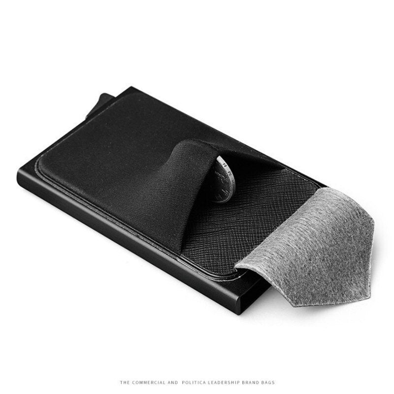 Business Men Credit Card Wallet Aluminum Cash ID Card Holder Case Blocking Slim Metal Wallet Coin Purse Black - V.I.P Digital Presence