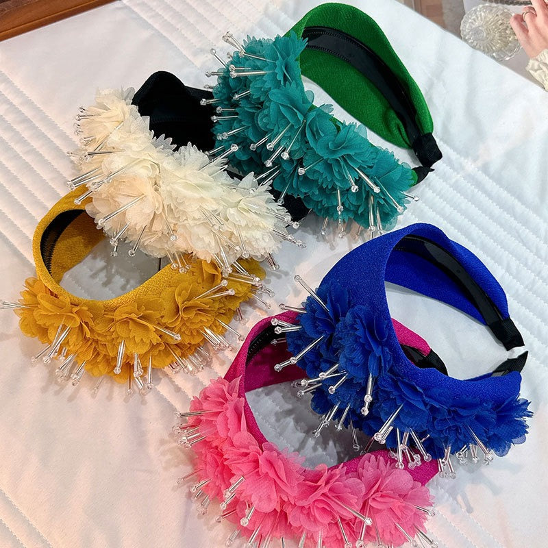Fashionable Handmade Fabric Crystal Beads Simulated Flower Hair Hoops - V.I.P Digital Presence
