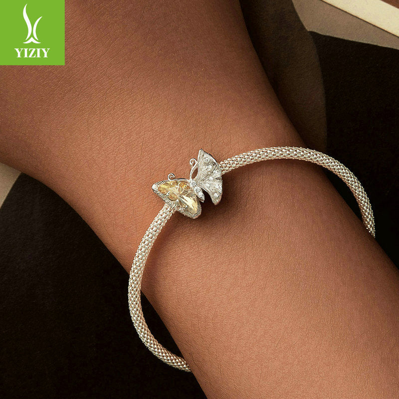 Yinziyun Original Ginkgo Butterfly DIY Bracelet Beads Forest Romantic Golden Butterfly s925 Pure Silver Beads - V.I.P Digital Presence