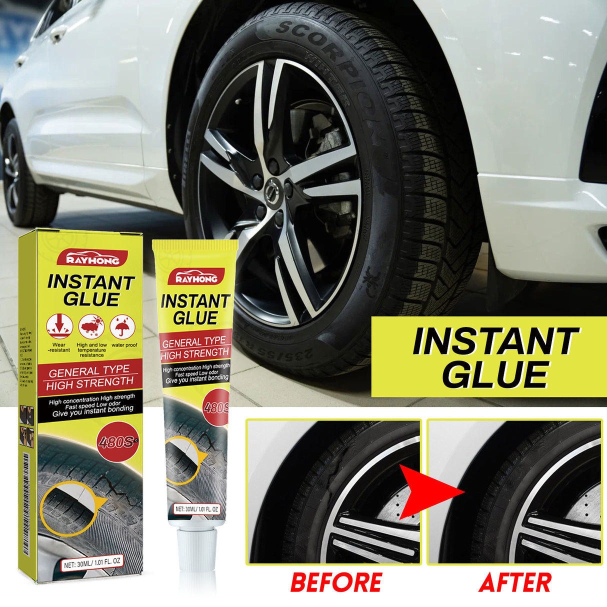 Instant Glue, Car Tire Crack Repair Glue Tire Maintenance Repair Glue Sealing Adhesive - V.I.P Digital Presence