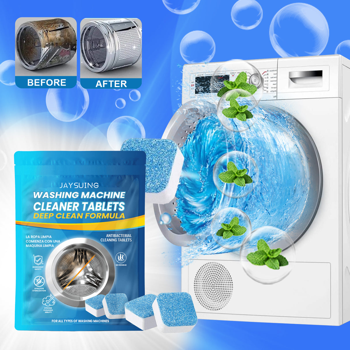 Washing Machine Deep Cleaning Tablets, Drum Type Laundry Tank Dirt Cleaning Smell Cleaning Sheet - V.I.P Digital Presence