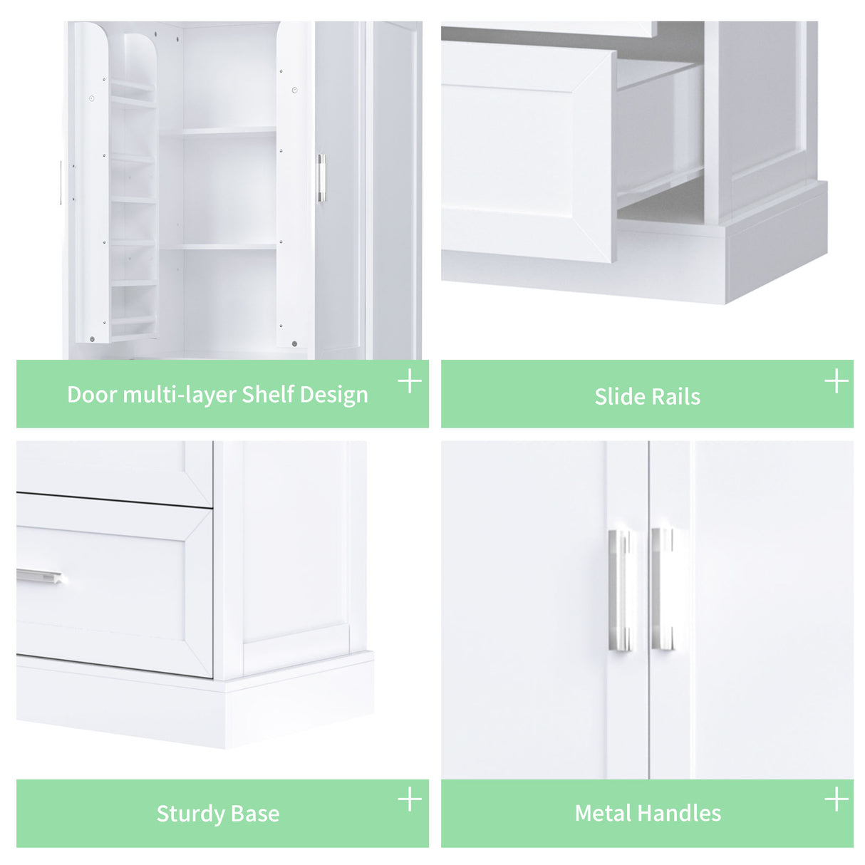 Tall Bathroom Storage Cabinet, Cabinet with Two Doors and Drawers, Adjustable Shelf, MDF Board, White - V.I.P Digital Presence