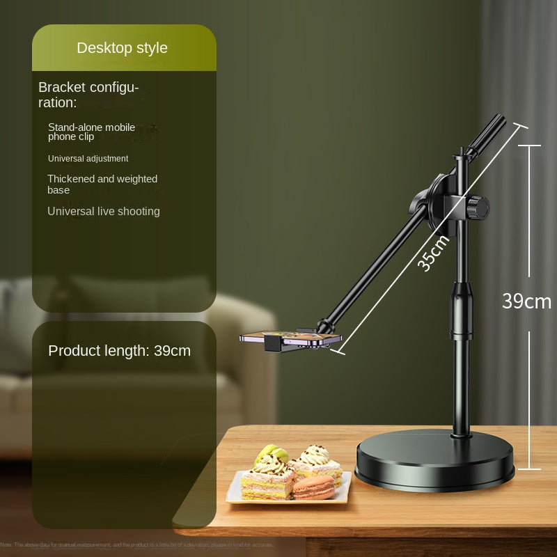 Mobile Phone Overhead Shooting Stand for Food Photography, Drawing, and Live Streaming - Adjustable Dual-Camera Position Desktop Phone Holder with Fill Light - V.I.P Digital Presence