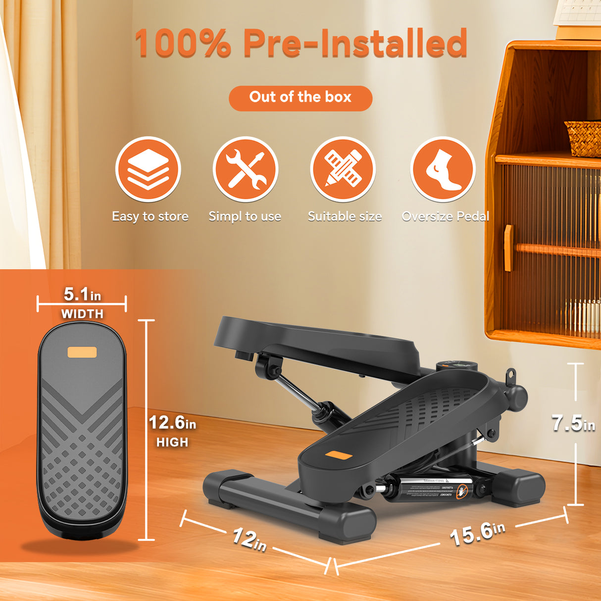 Home Office Exercise 330LBS Capacity Mini Stepper with Resistance Bands and LCD Monitor - V.I.P Digital Presence