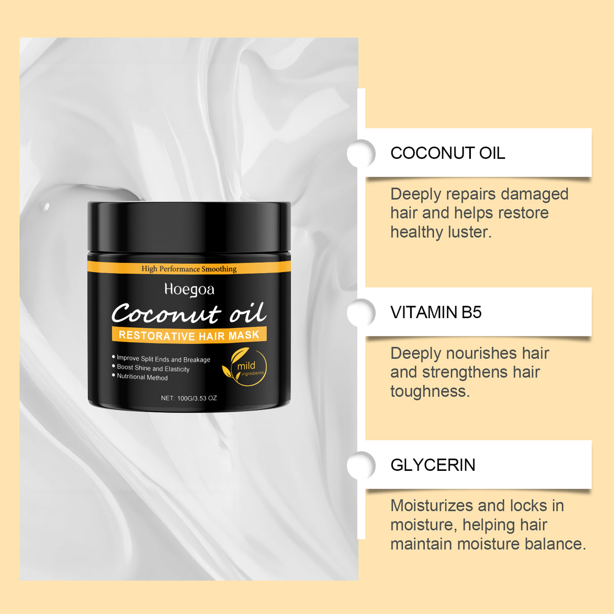 Coconut Oil Hair Mask Repair Dry Hair, Smooth And Glossy Hair Care Coconut Oil Hair Mask - V.I.P Digital Presence