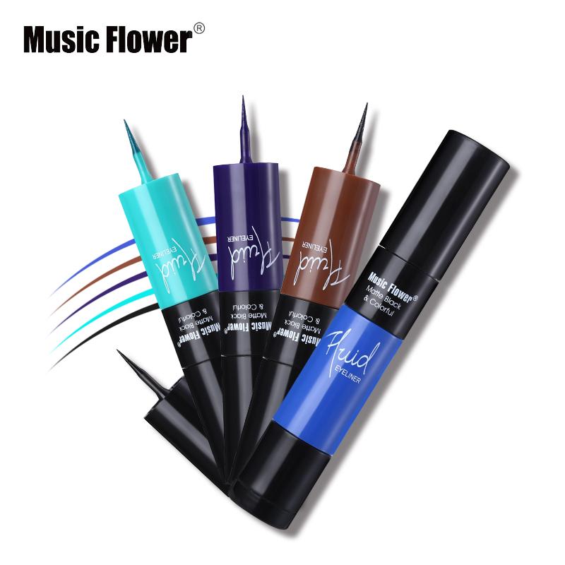 Music Flower Matte Black & Colorful 2 In 1 Waterproof Liquid Eyeliner Pen Makeup Fast Dry Smooth Long Lasting Charm Eyes Liner - V.I.P Digital Presence