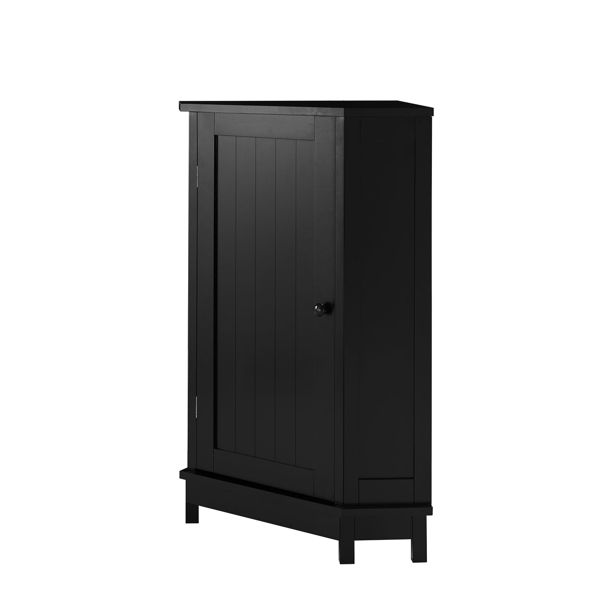 Black Bathroom Cabinet Triangle Corner Storage Cabinet with Adjustable Shelf Modern Style MDF Board - V.I.P Digital Presence