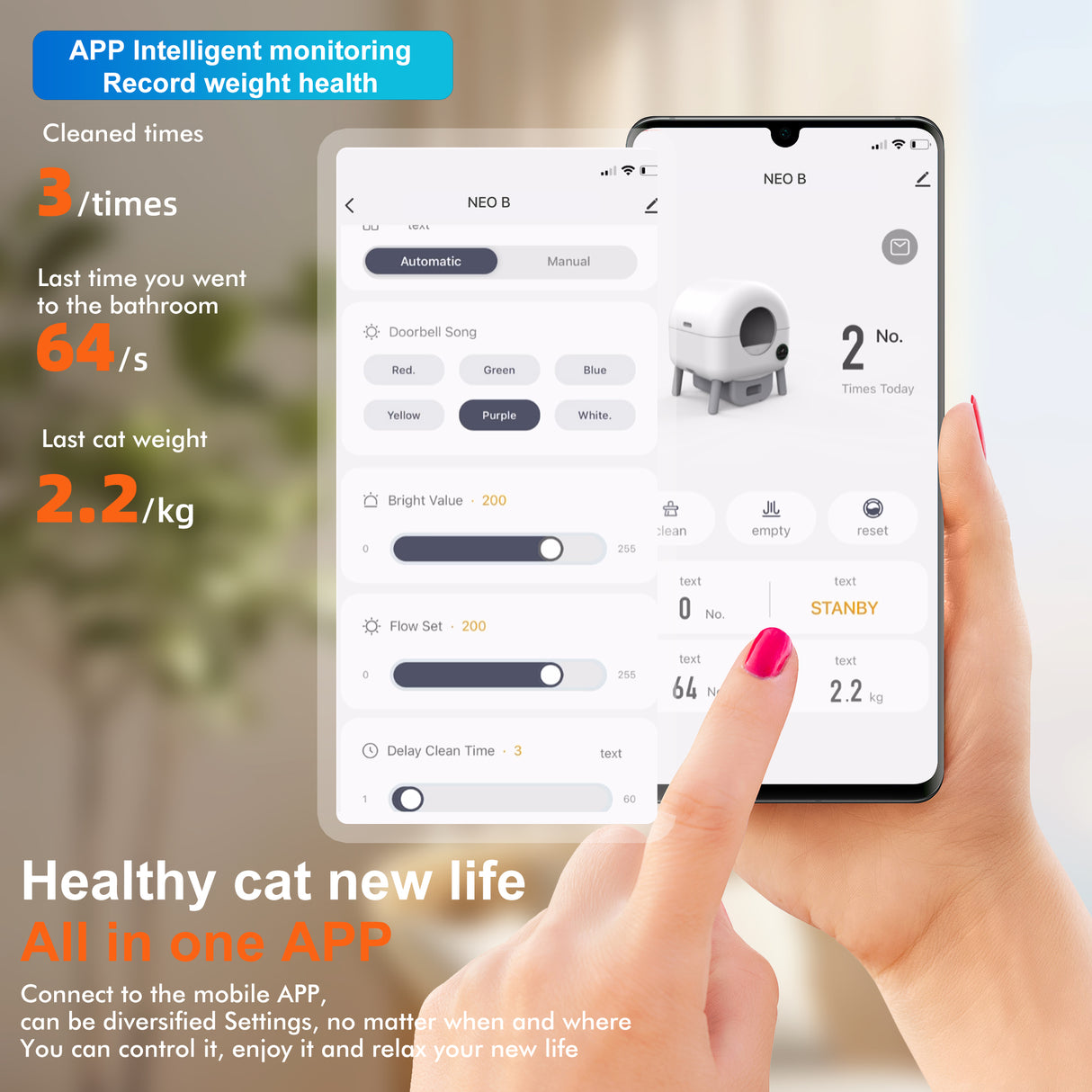 Automatic Smart Cat Litter Box, Large Capacity Self-Cleaning Litter Box with Infrared/Gravity/Ambient Light Function(Model B) - V.I.P Digital Presence