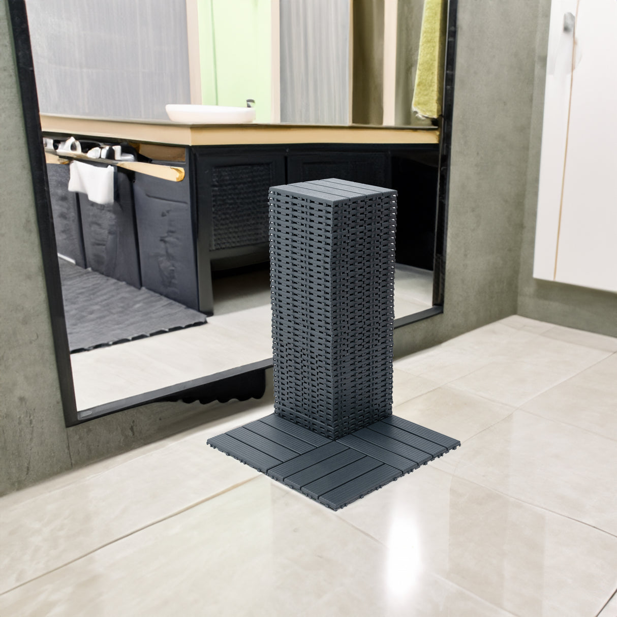 Plastic interlocking deck tiles, 44 waterproof outdoor terrace deck tiles, 12 "x12" square gray - V.I.P Digital Presence