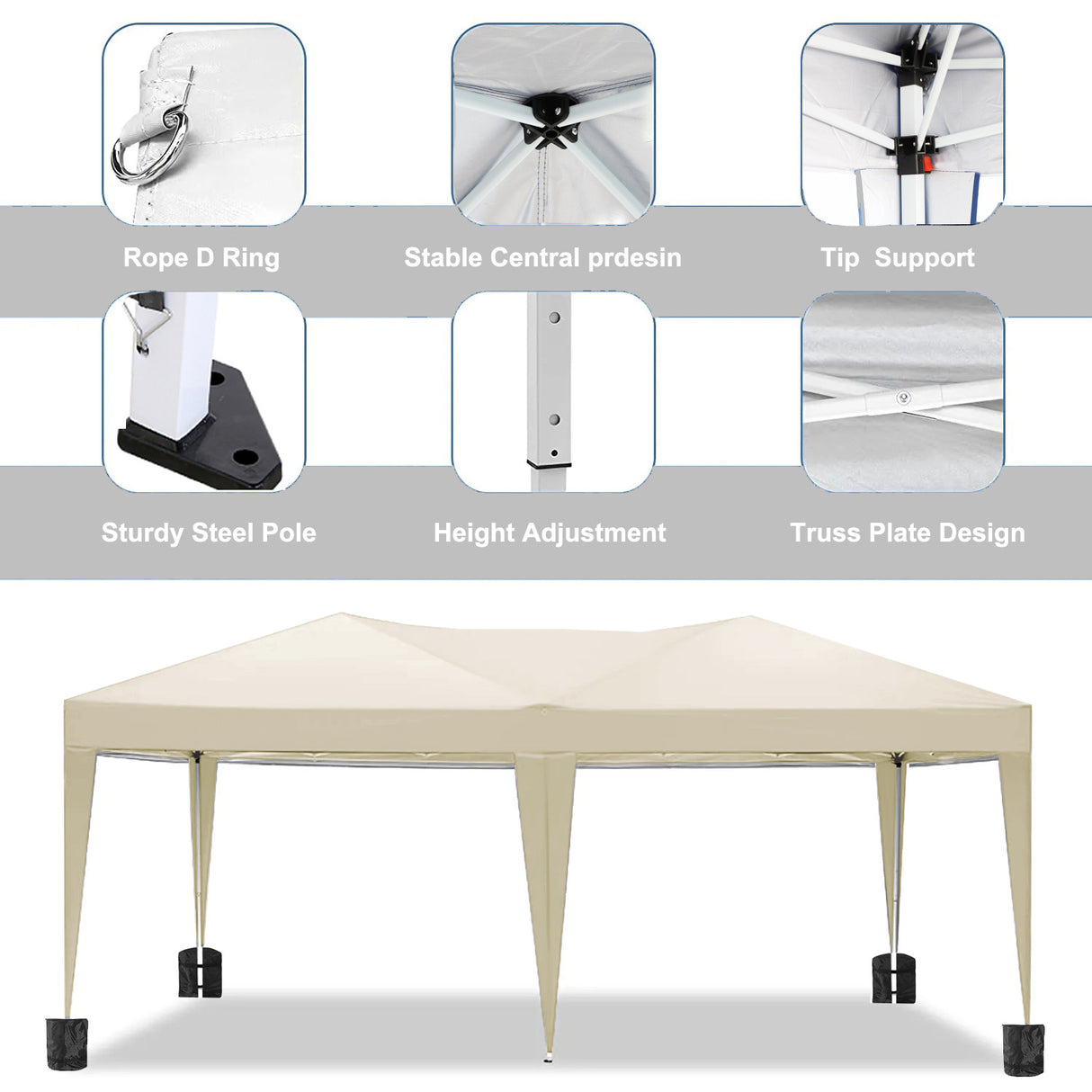 10'x20 'folding canopy with 6 detachable side walls for outdoor activity shelter UPF 50+terrace portable tent - V.I.P Digital Presence