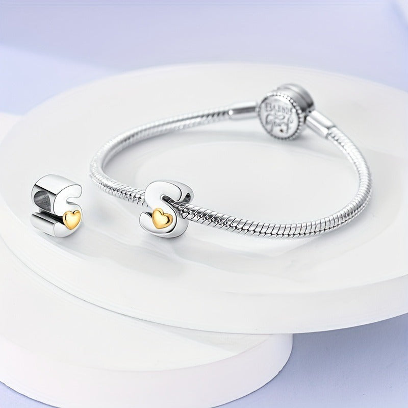 Copper Plated Silver English Letter Pendant Bead Bracelet Necklace Diy - V.I.P Digital Presence