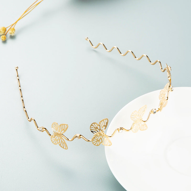 Hair Hoop Korean Version Of The Forest Fairy Flower Metal Head Hoop Korean Face Wash Headwear Photo Photo Pearl Accessories - V.I.P Digital Presence