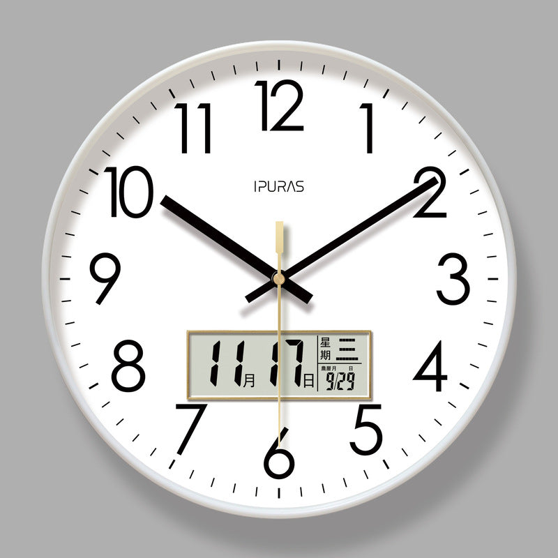 2025 New 10/12/14 - inch Electronic Calendar Wall Clock. Monitors temp & humidity. Dual - display. Mute. Quartz movement. - V.I.P Digital Presence
