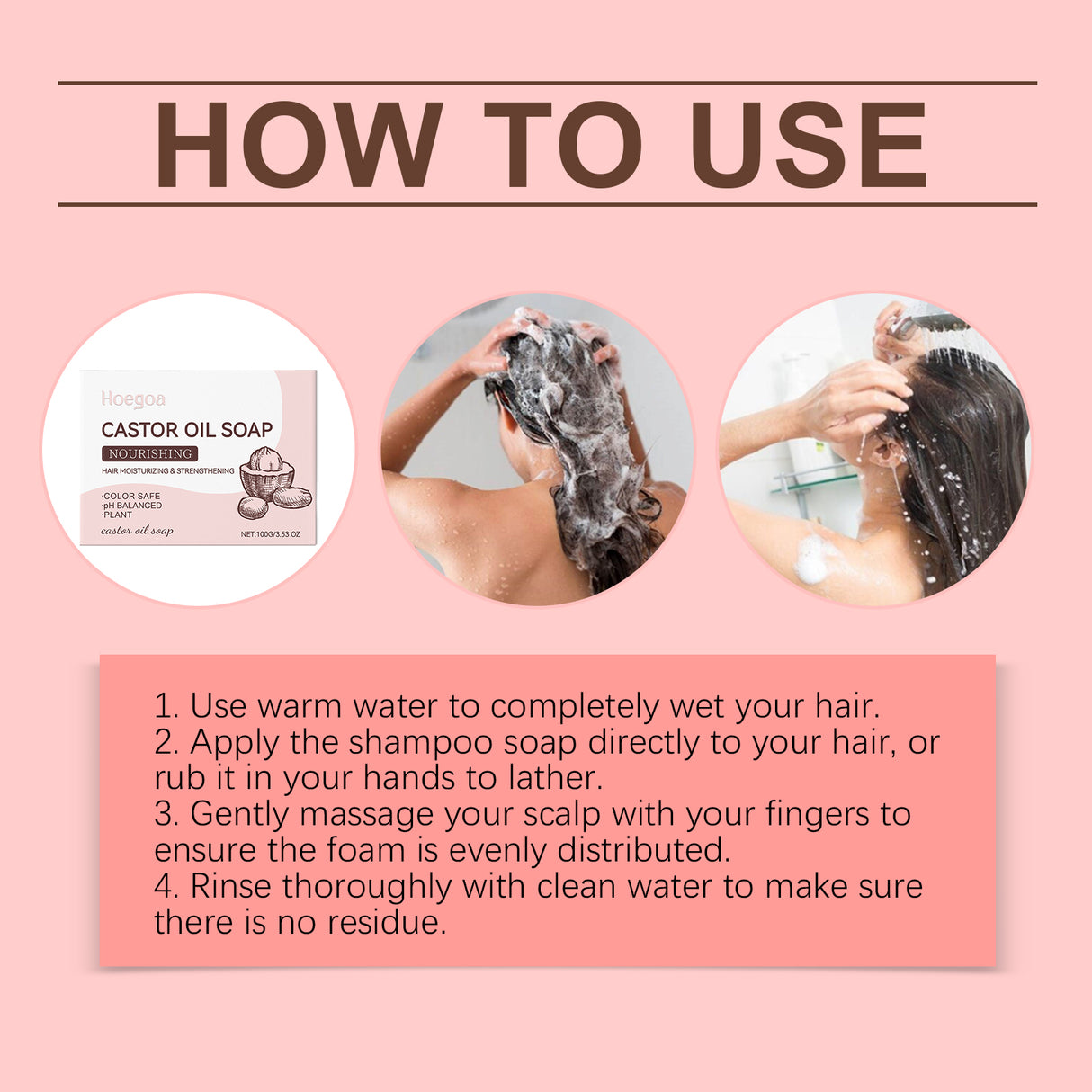 Castor Oil Shampoo Soap Gently Cleanses Scalp Naturally Fluffy, Soft, Moist And Moisturizing Shampoo - V.I.P Digital Presence