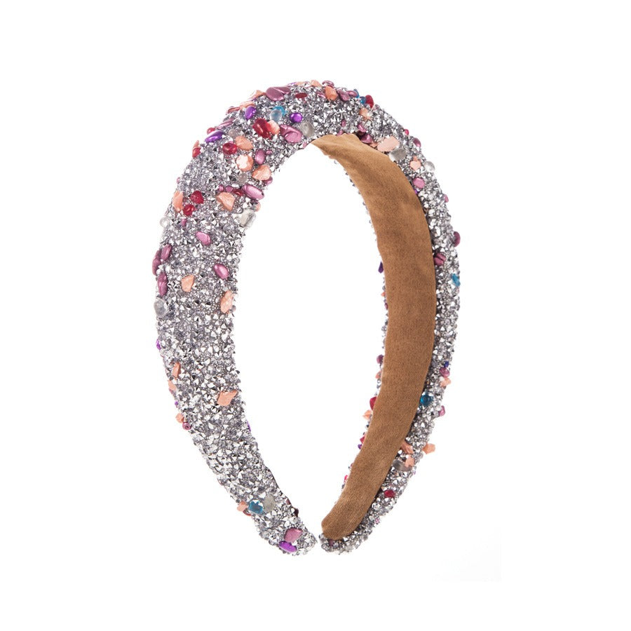 Exaggerated Baroque Colorful Crystal Candy Sponge Wide Edge Hair Hoop Headband - V.I.P Digital Presence