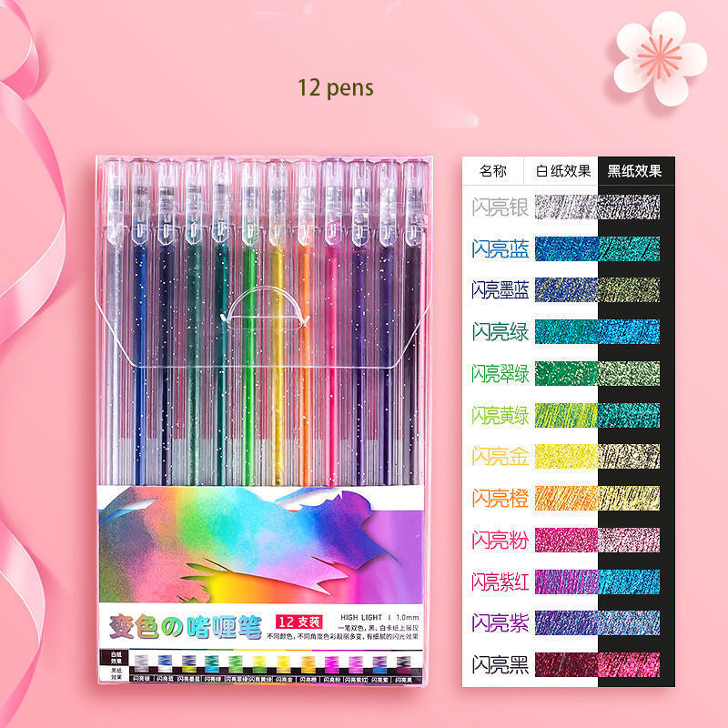 Drawing Doodling Scrapbook Journaling fluorescent Sparkle Gel Pen Neon Glitter Pens Fine Tip Art Markers Glittering Pen Set - V.I.P Digital Presence