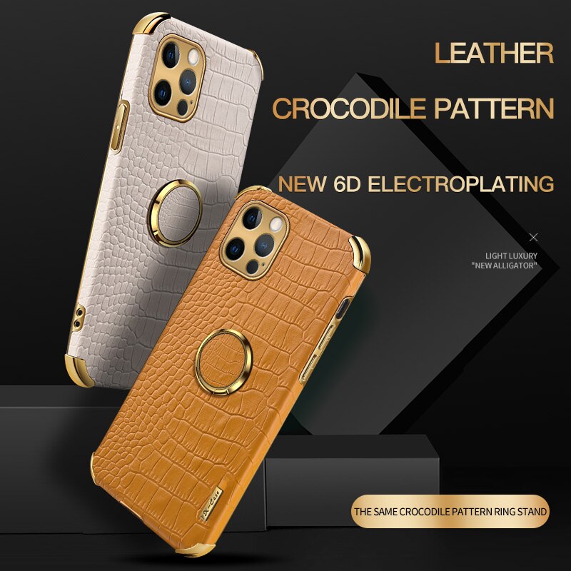 Luxury Crocodile pattern Leather Holder Phone Case For iPhone 11 12 13 Pro Max Mini X XR XSMax 7 8 Plus SE 2020 Shockproof Cover