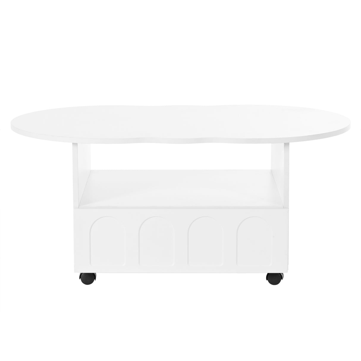 ON-TRANS flexible cream style coffee table with 2 brake wheels, drawers, large storage space, white, 39.37 '' x 23.6 '' - V.I.P Digital Presence