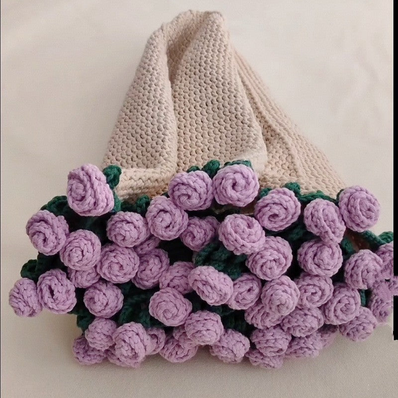 60cm New Creative Rose Bouquet Blanket (Finished), Crocheted Flower Bouquet Gift for Girlfriend - V.I.P Digital Presence
