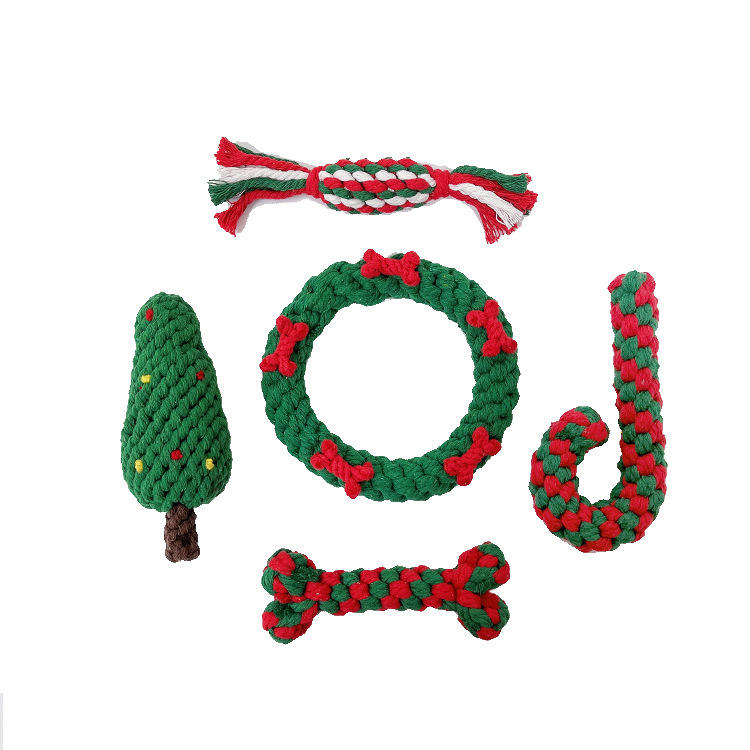 Christmas pet toy gift set dog teeth grinding bite resistant cotton rope hand woven - V.I.P Digital Presence