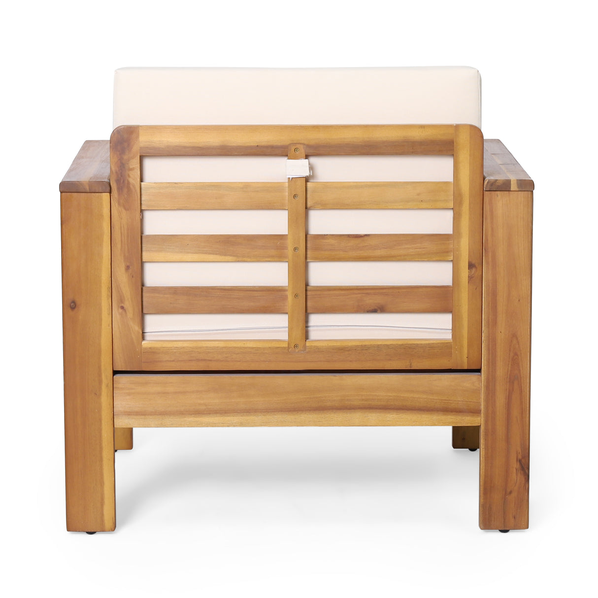 ( Set of 2) Outdoor Acacia Wood Club Chairs with Cushions, Teak+Beige, 27.75"D x 32"W x 27.75"H - V.I.P Digital Presence