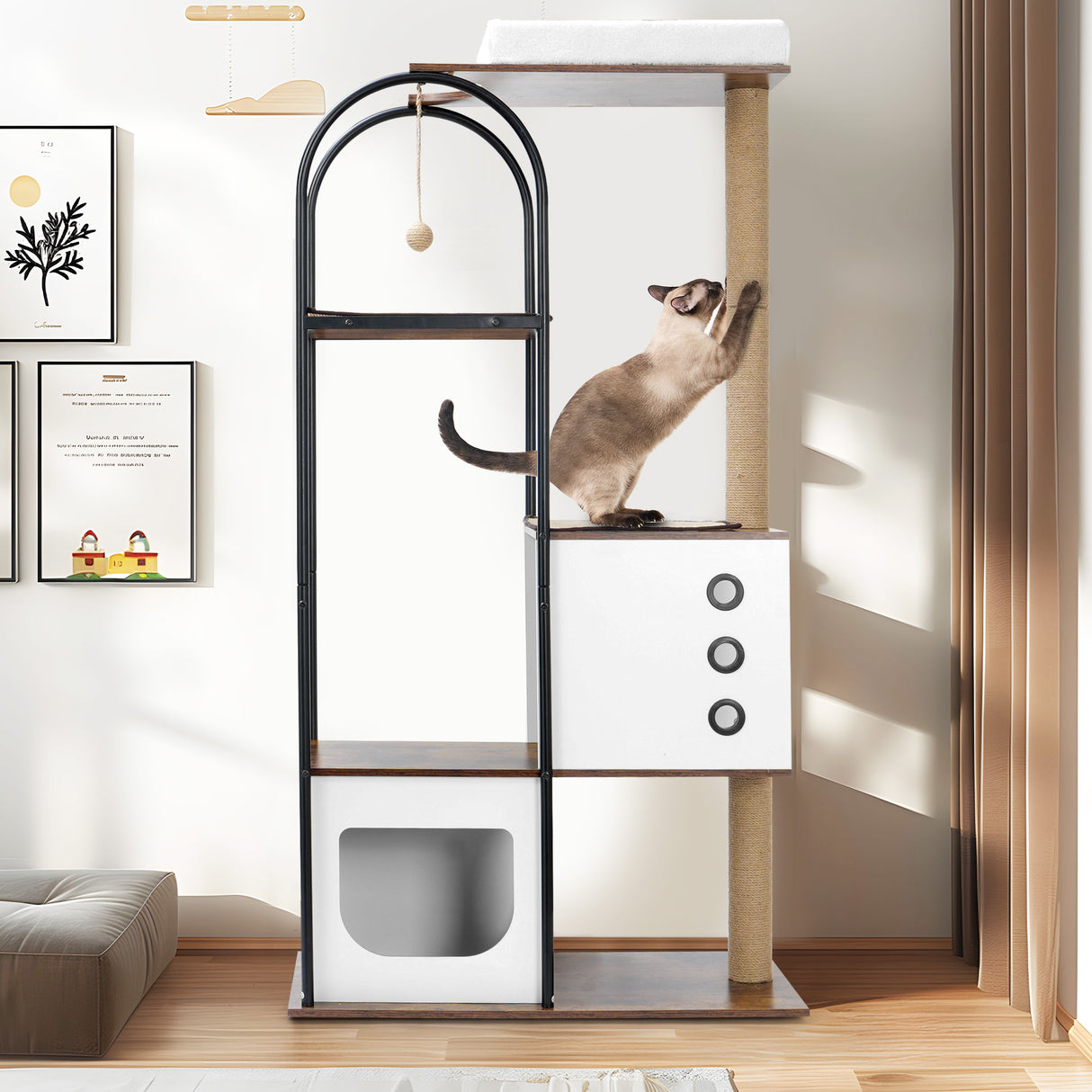 cat climbing frame,Cat Tree,Modern Cat Tower, Multi-Level Cat Condo with 1 Caves,2 Scratching Posts,Perch,for Indoor Cats - V.I.P Digital Presence