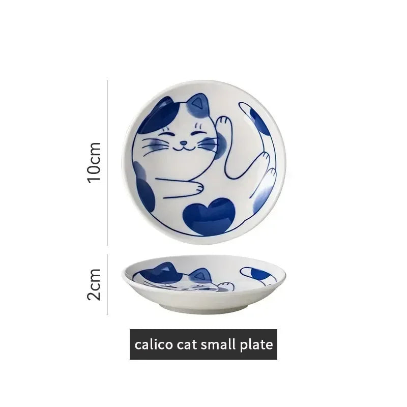 Cat dish cartoon ceramic dish household dining table dipping dish soy sauce dish hot pot seasoning dish - V.I.P Digital Presence