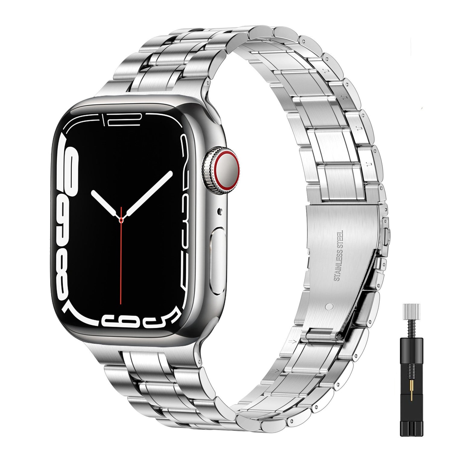 Suitable For Apple Watch S 3 4 5 iwatch S 7 8 9 Stainless Steel Metal Fine Steel Watch Chain With Five Beads - V.I.P Digital Presence