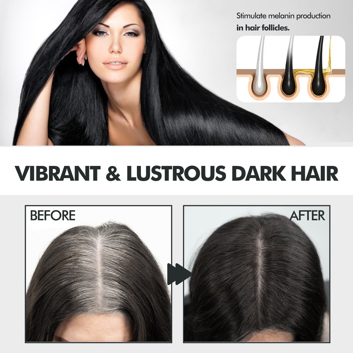 Hair Darkening Spray, Natural Black Hair Cover White Hair Smooth Shiny Moisturizing Dense Hair Conditioning Spray - V.I.P Digital Presence