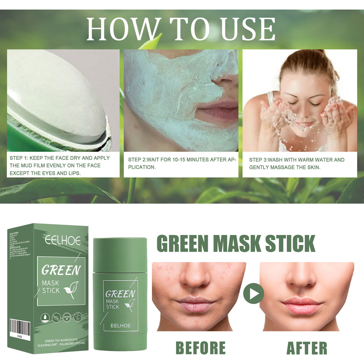Green Tea Solid Mask, Deep Cleansing Hydrating Mask Stick Pore-Narrowing Paste Mask Stick - V.I.P Digital Presence