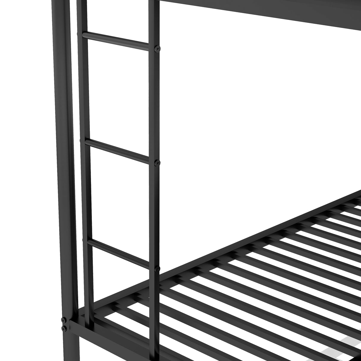Twin over Full Bed with Sturdy Steel Frame Bunk Bed with Twin Size Trundle Two-Side Ladders Black