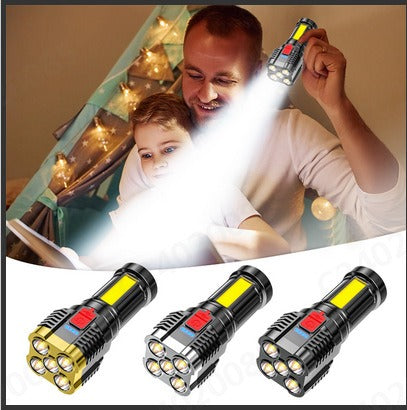 5 Led Flashlight Strong Light Outdoor Portable Cob Side Light Work Light USB Rechargeable Led Flashlight - V.I.P Digital Presence