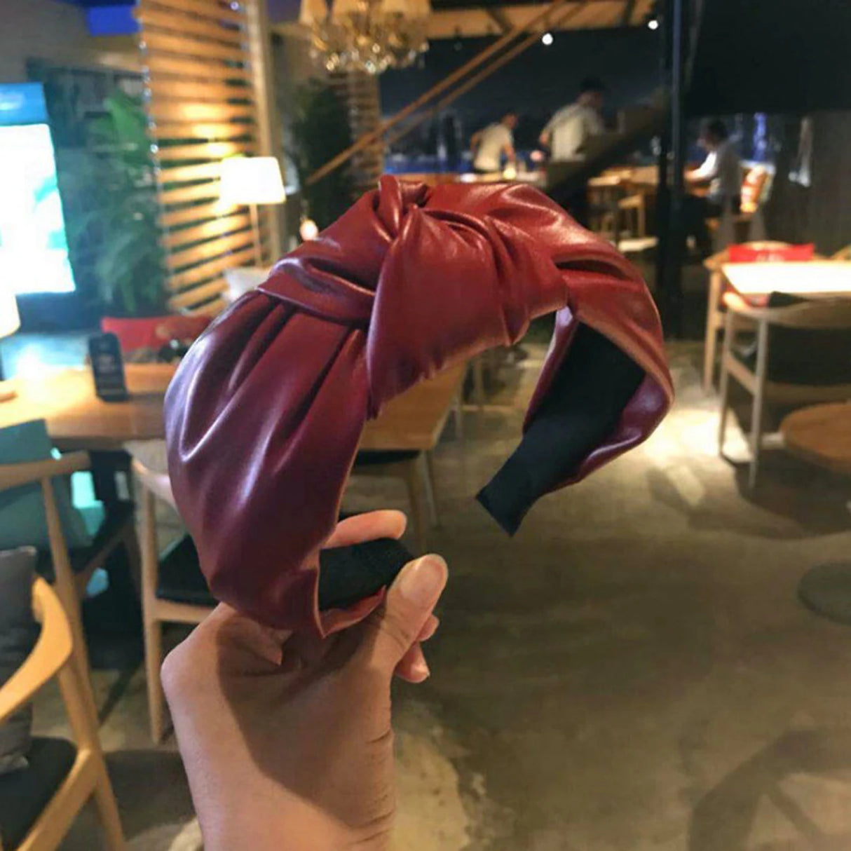 Solid color PU leather wide edge headband with smooth surface - V.I.P Digital Presence