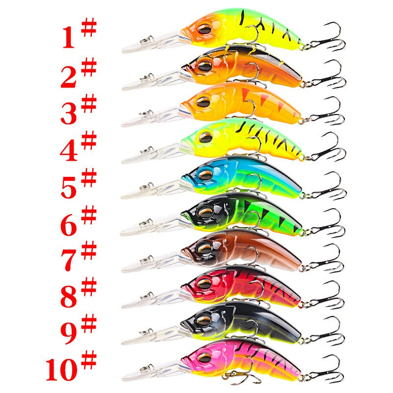 Wide Tongue Deep Dive ABS Rock Mino 10.4cm 14.5g Bead+Enhanced Three Hook Simulated Worm shaped Fake Bait