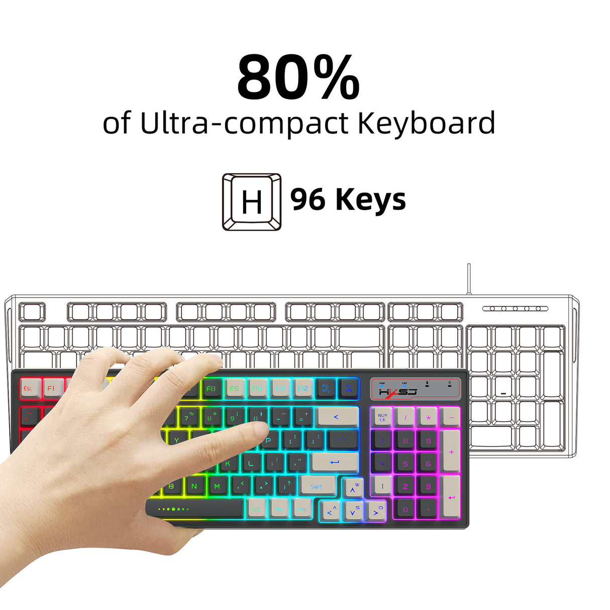 Gaming keyboard RGB backlight two-color keycaps gray and white double color 2.4G wireless membrane keyboard - V.I.P Digital Presence