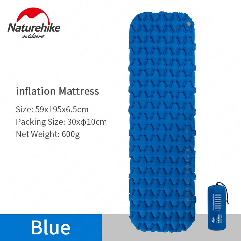 Colchoneta inflable para acampar al aire libre Naturehike, bolsa inflable, tienda de campaña, colchón para dormir, colchoneta ultraligera portátil para picnic, colchoneta para acampar y picnic