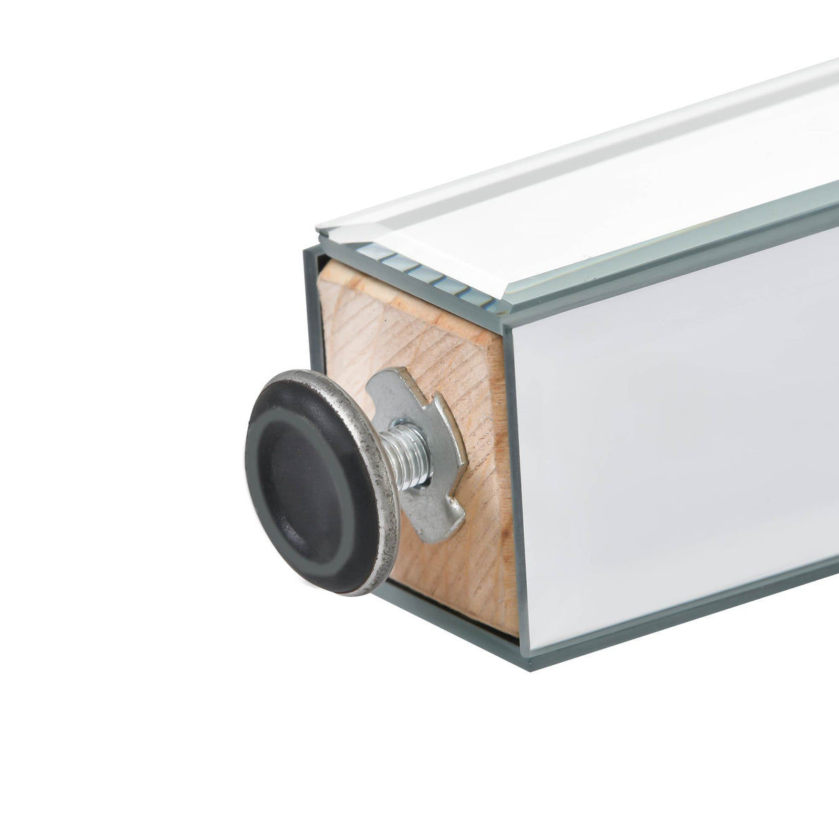 ON-TRANS glass mirror edge table, easy to assemble crystal design and adjustable height leg edge table, silver - V.I.P Digital Presence