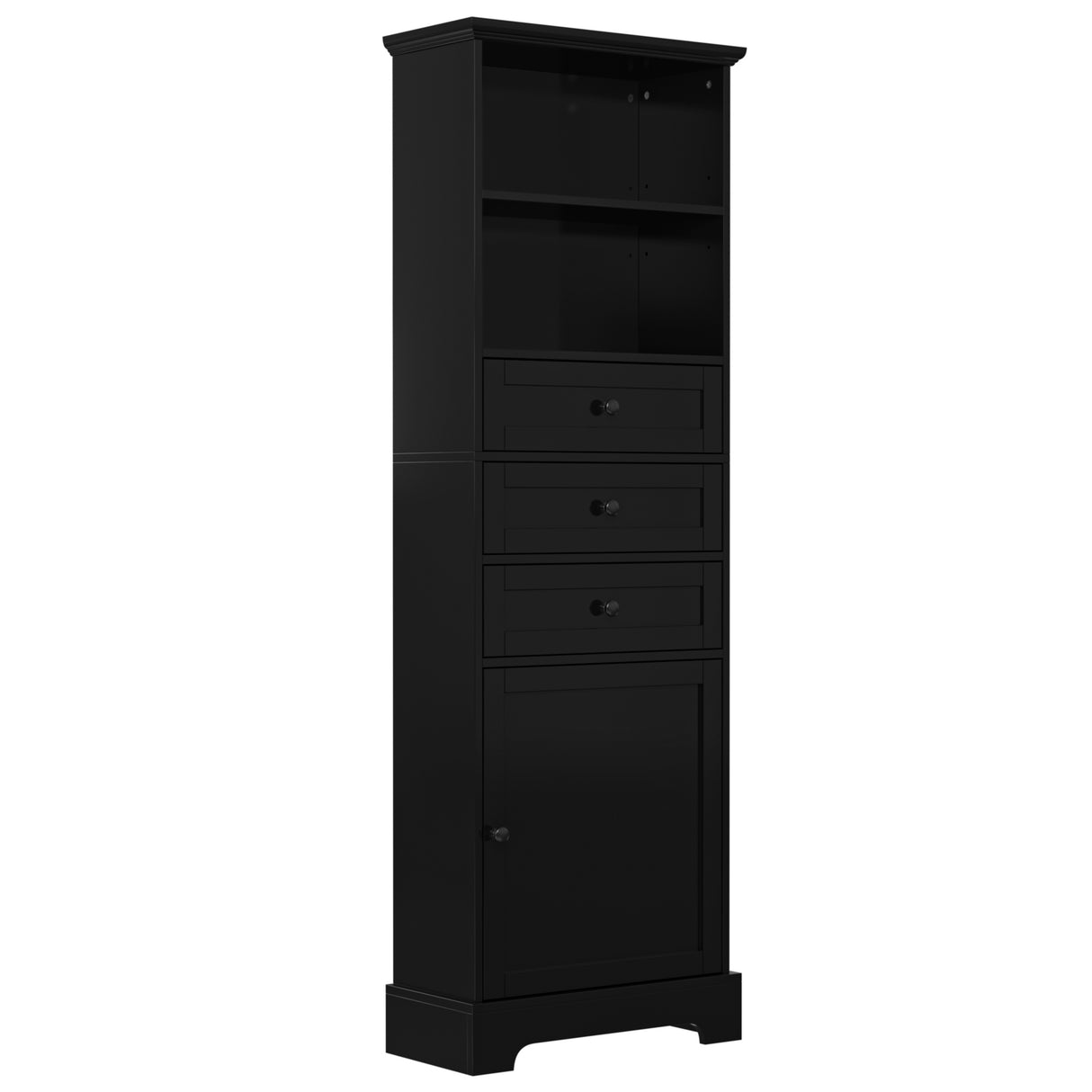 Black high storage cabinet with 3 drawers and adjustable shelves, MDF board painted - V.I.P Digital Presence