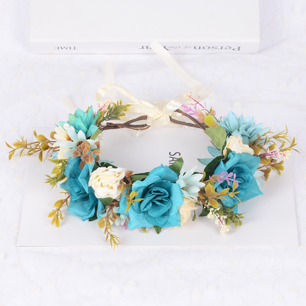 Flower garland headwear simulated flower vine flower crown vacation photography headwear - V.I.P Digital Presence