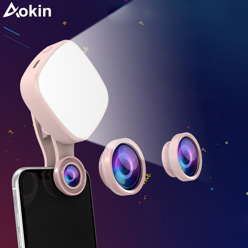 Selfie Ring Light with HD 3 in 1 Fisheye Wide Angle Macro Lens Flash Led Camera Phone Photography for iPhone Samsung Lens - V.I.P Digital Presence
