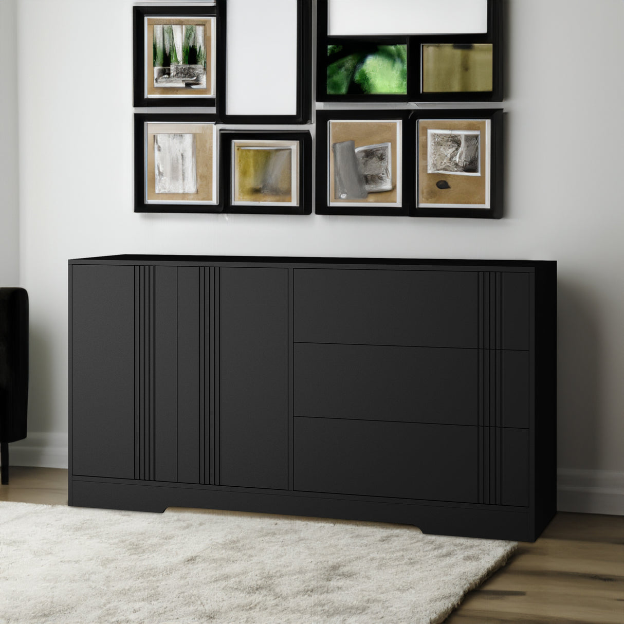 Modern kitchen buffet lockers with storage space, drawers and doors, and a large coffee bar with adjustable kitchen shelves - V.I.P Digital Presence