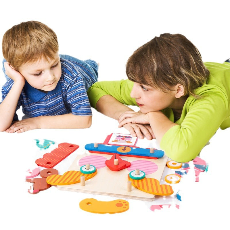 Wooden Creative Animal Puzzle Building Blocks Fun Face Changing 3D Puzzle Fun Kindergarten Puzzle Toy - V.I.P Digital Presence